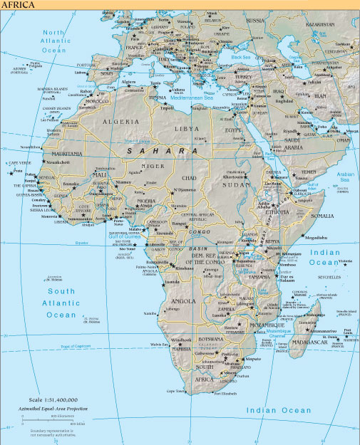 The map of Africa above and other country and continent maps listed 